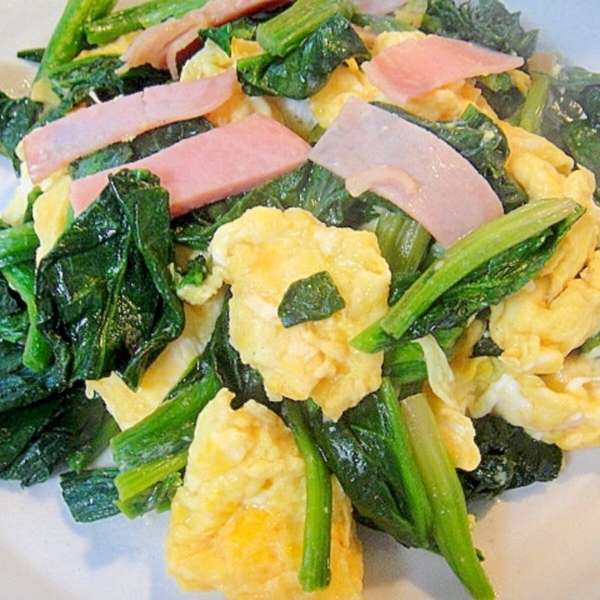 ほうれん草とハムの卵炒め レシピ 作り方 By Mint74 楽天レシピ